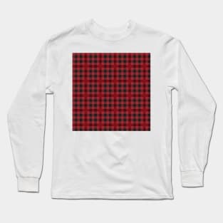 Red Pixel Plaid Long Sleeve T-Shirt